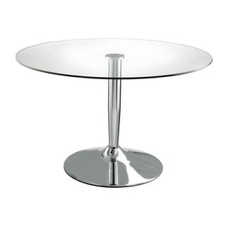 Vente-unique Table à  manger ronde NOLAN 2 cous Verre trempé métal chromé  