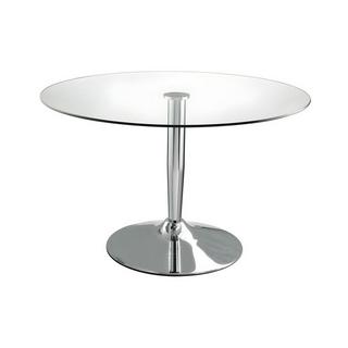 Vente-unique Table à  manger ronde NOLAN 2 cous Verre trempé métal chromé  