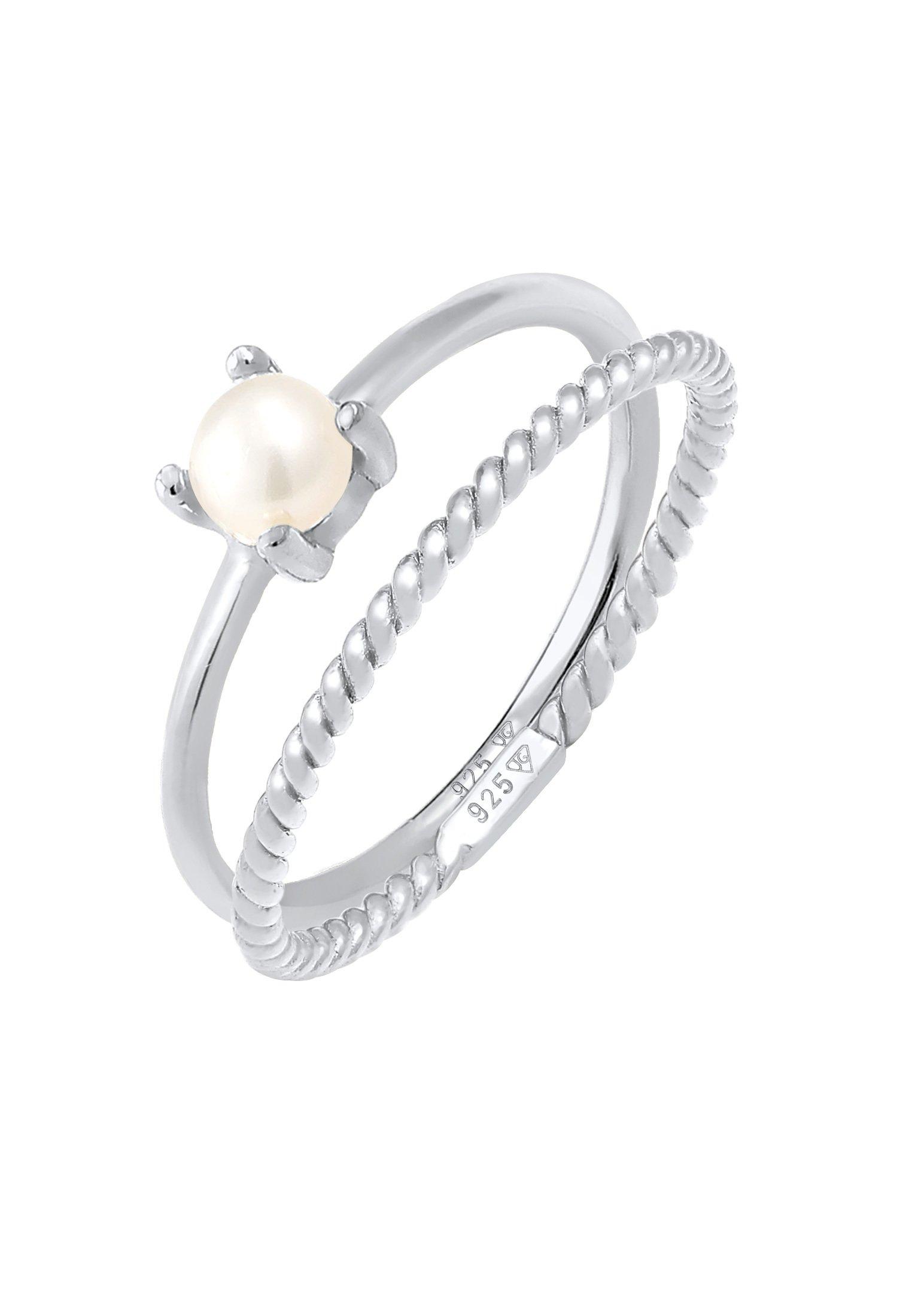 Elli  Bague Ring Set Perle Twisted 925 Silber 