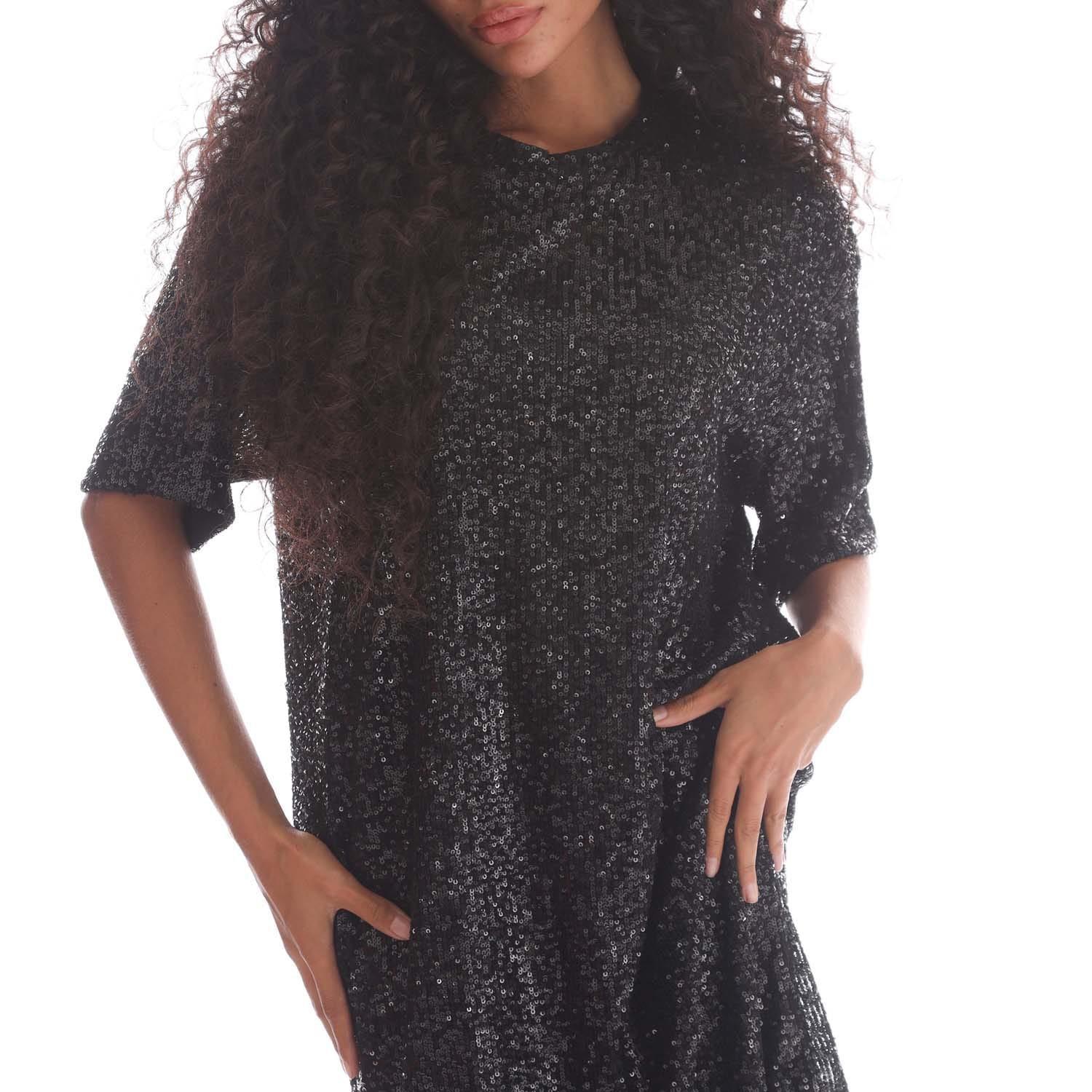 BOSS Robe Esenni Paillettes Manches Courtes  