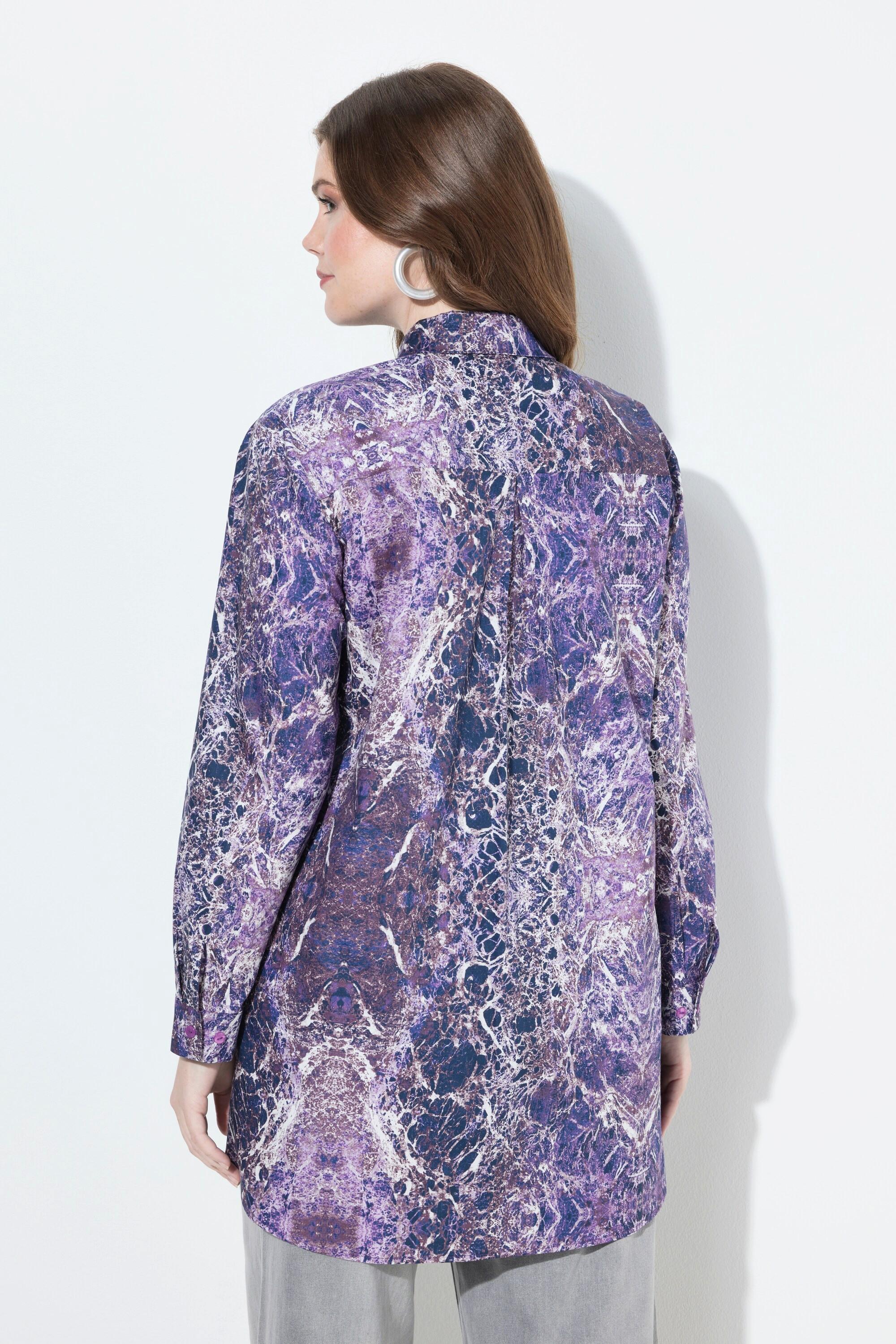 Ulla Popken Blusa lunga Collo a camicia Maniche lunghe più lunga dietro  