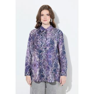 Ulla Popken Blusa lunga Collo a camicia Maniche lunghe più lunga dietro  