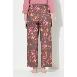 Ulla Popken  Pantalon de pyjama en coton bio, feuilles, jambe droite 