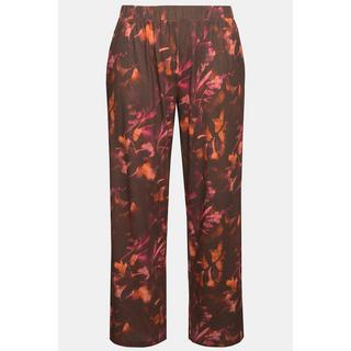 Ulla Popken  Pantalon de pyjama en coton bio, feuilles, jambe droite 