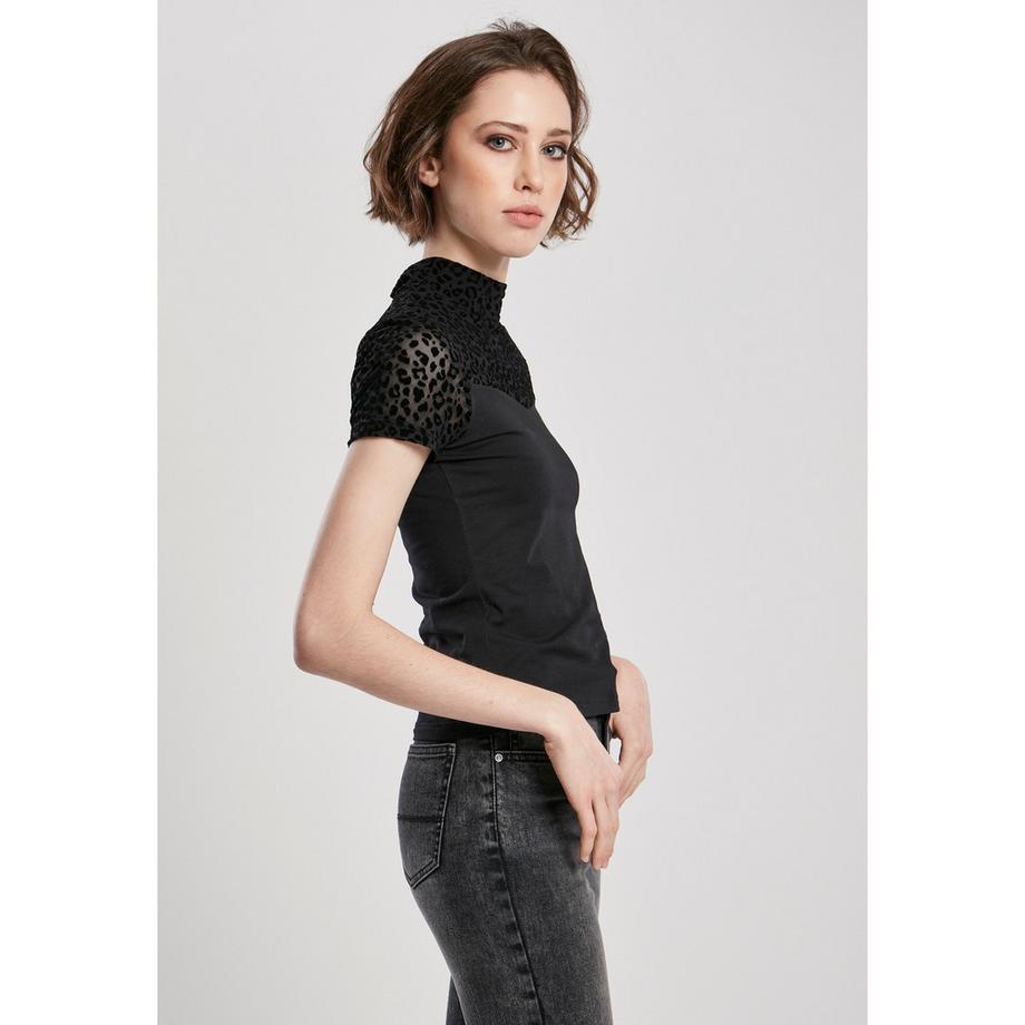 URBAN CLASSICS Flock Lace Turtleneck T-Shirt  