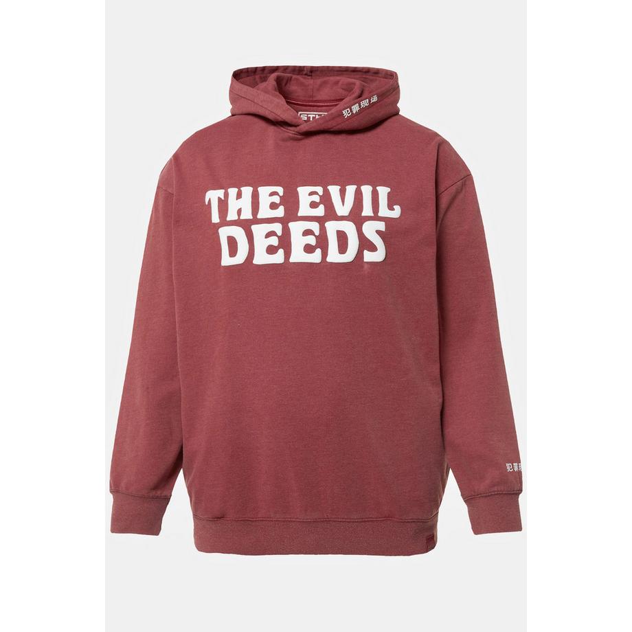 Sthuge Oversized Acid Washed Langarm Hoodie mit Brustprint  