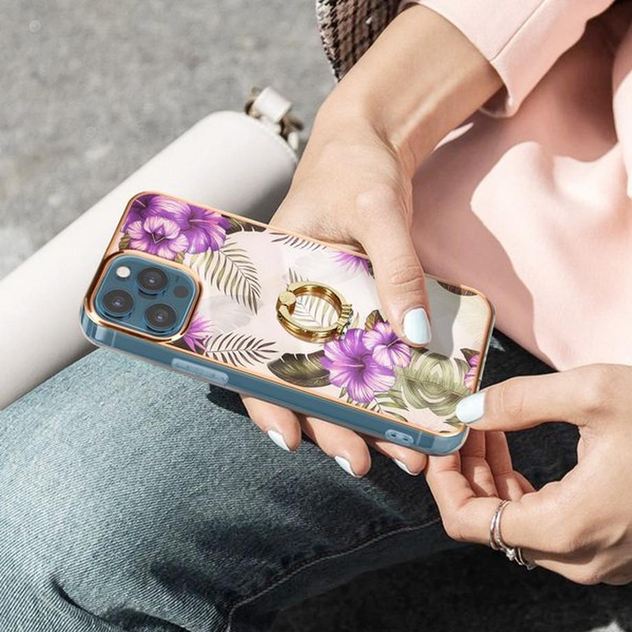 Avizar  Coque Fleurs violet iPhone 12 Pro Max 