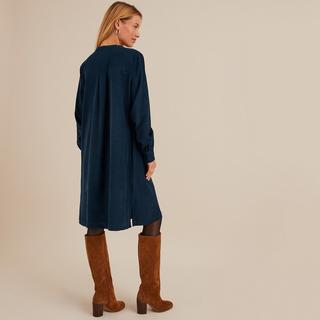 La Redoute Collections  Langärmeliges Midikleid aus Baumwoll-Cord 