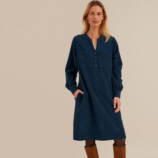 La Redoute Collections  Langärmeliges Midikleid aus Baumwoll-Cord 