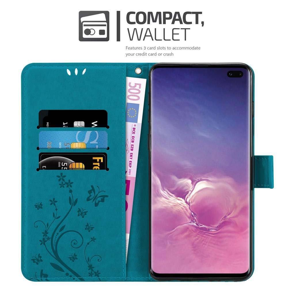 Cadorabo  Hülle für Samsung Galaxy S10 PLUS Blumen Design Magnetverschluss 