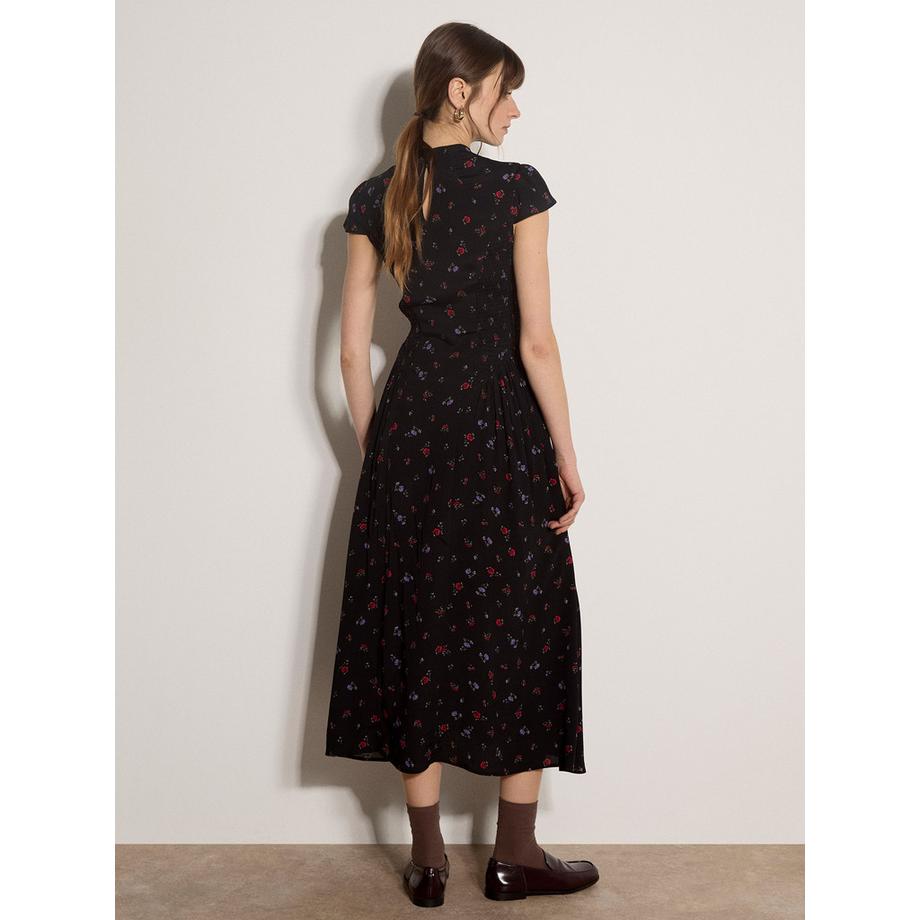 APRICOT Robe midi en crêpe à motifs floraux et smockée  
