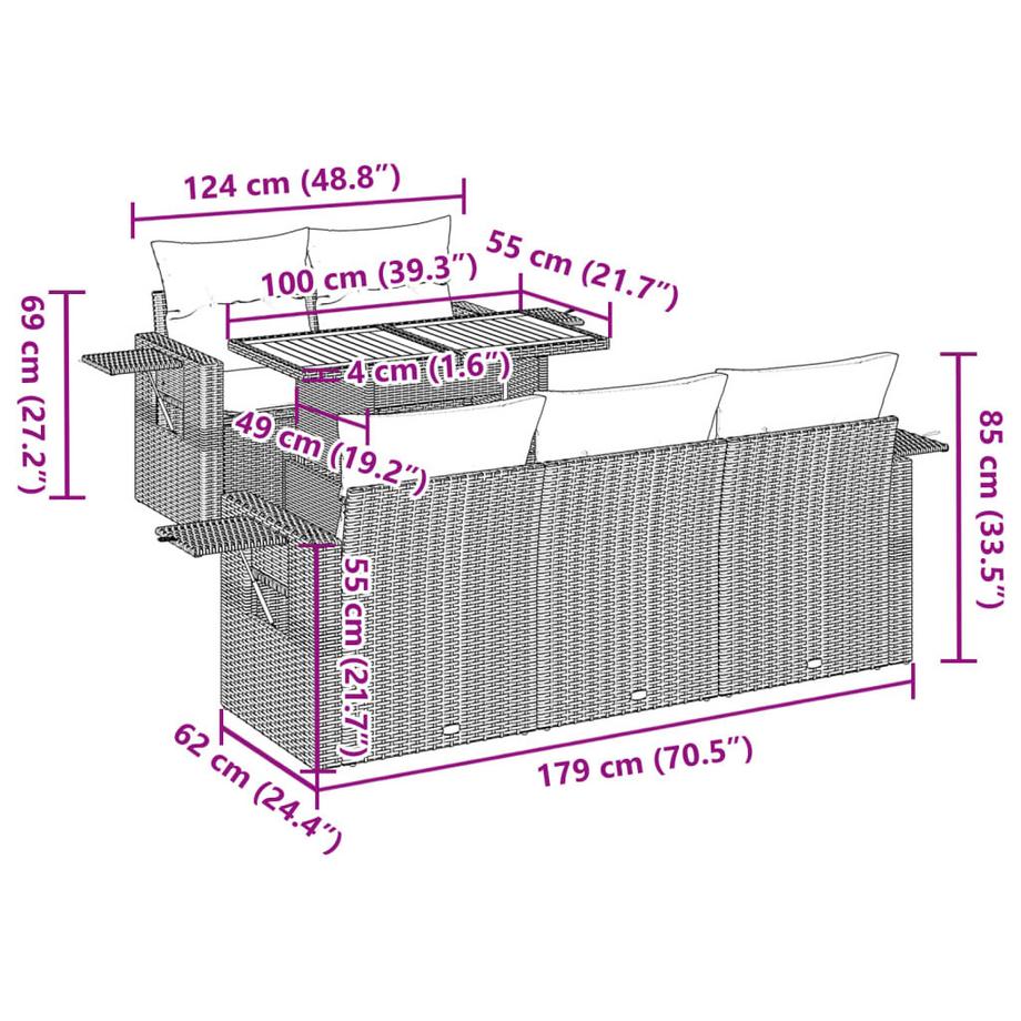 VidaXL Ensemble de canapés de jardin rotin synthétique  