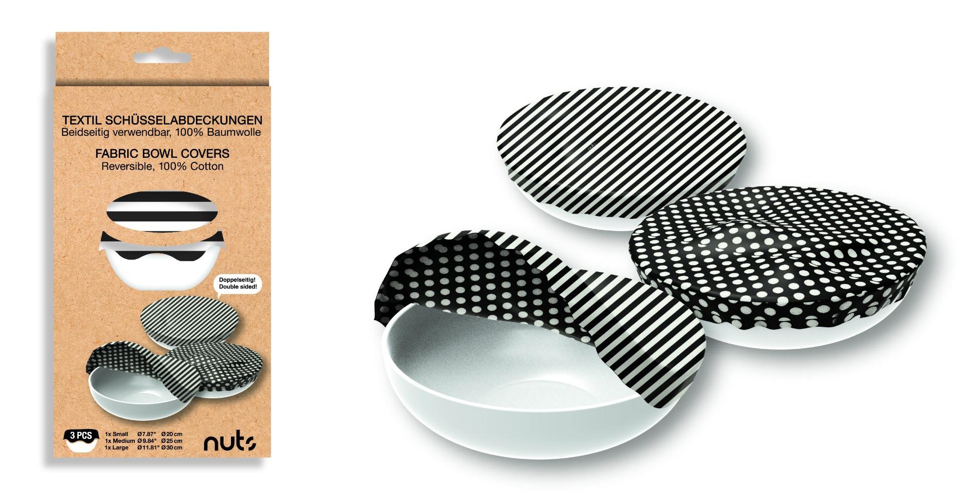 Nuts Innovations  Bowl Cover Streifen Punkte 3er Set 