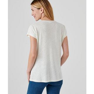 Damart  Tee-shirt mélange lin et viscose, col V avec galon croquet, manches T. 