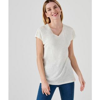 Damart  Tee-shirt mélange lin et viscose, col V avec galon croquet, manches T. 