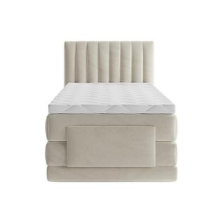 Vente-unique Ensemble complet boxspring tête de lit coutures verticales + sommiers relaxation électrique + matelas + surmatelas - 100 x 200 cm - Velours - Beige - DONISI de PALACIO  