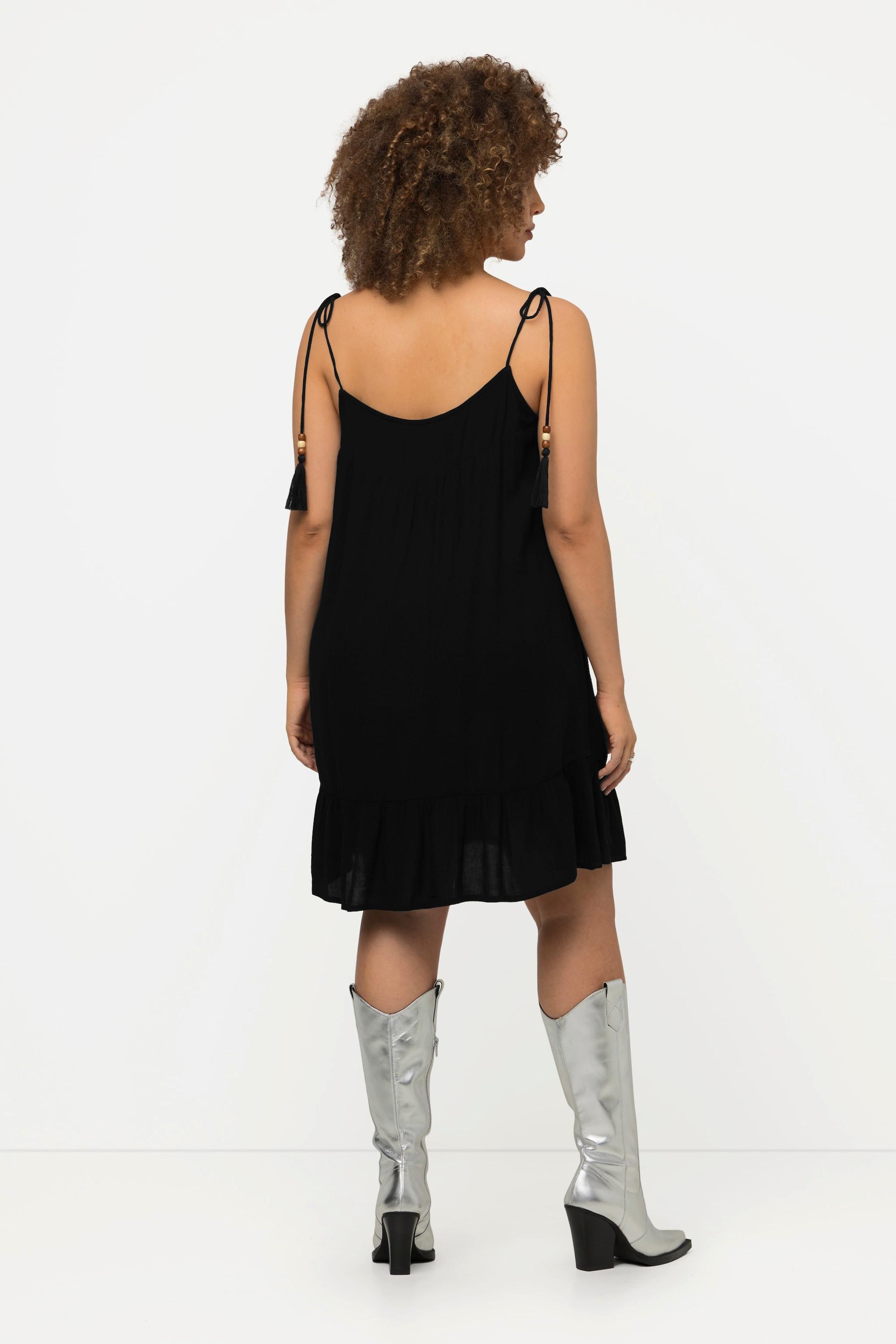 Ulla Popken Krepp Träger zum Binden Rundhals Ärmelloses Kleid  