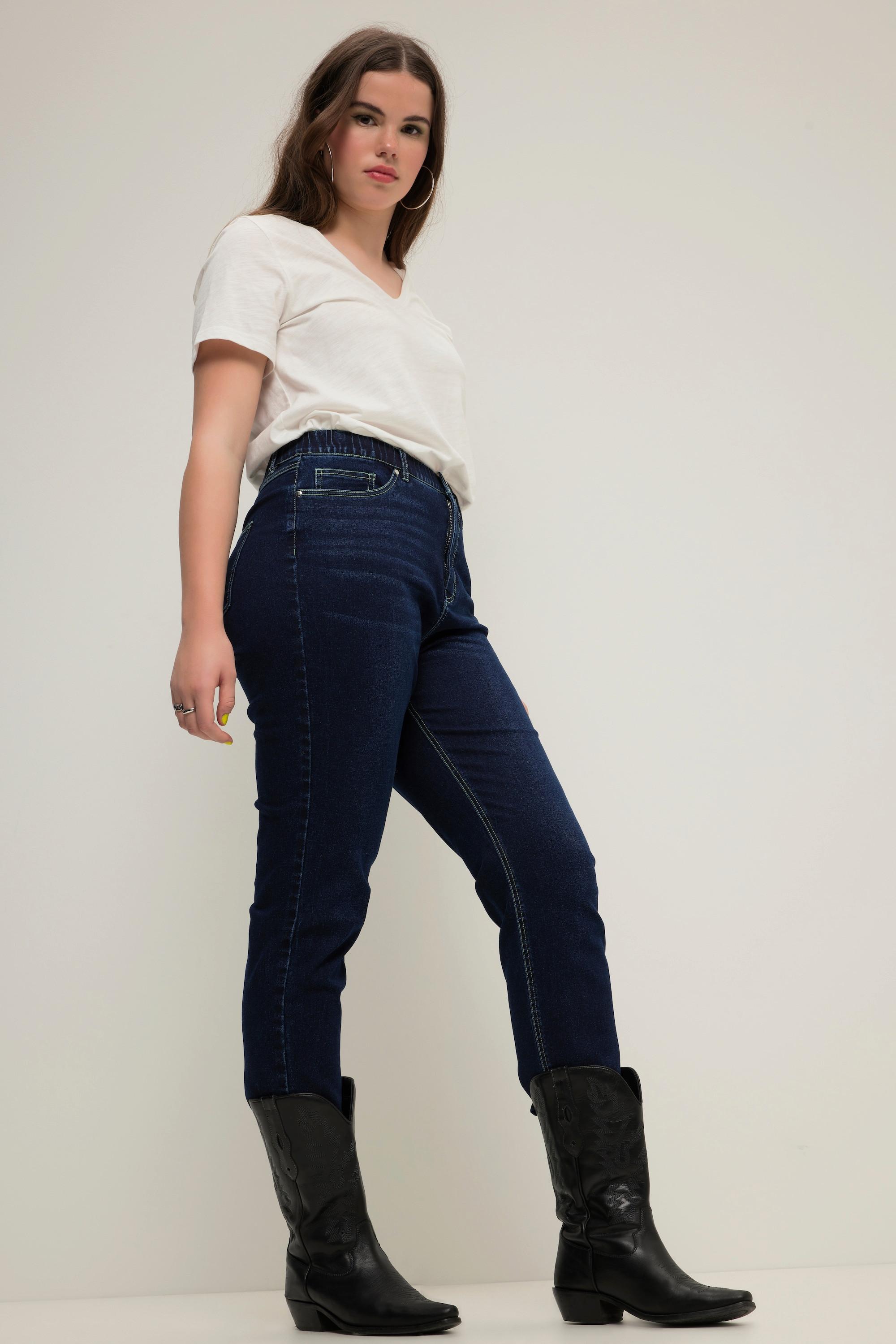 Studio Untold  Mom-Jeans, Color-Nähte, 5-Pocket, Elastikbund, Zippfly 