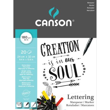 CANSON CANSON Letteringblock 24x32cm 400109921 20 Blatt, bright white, 180g  