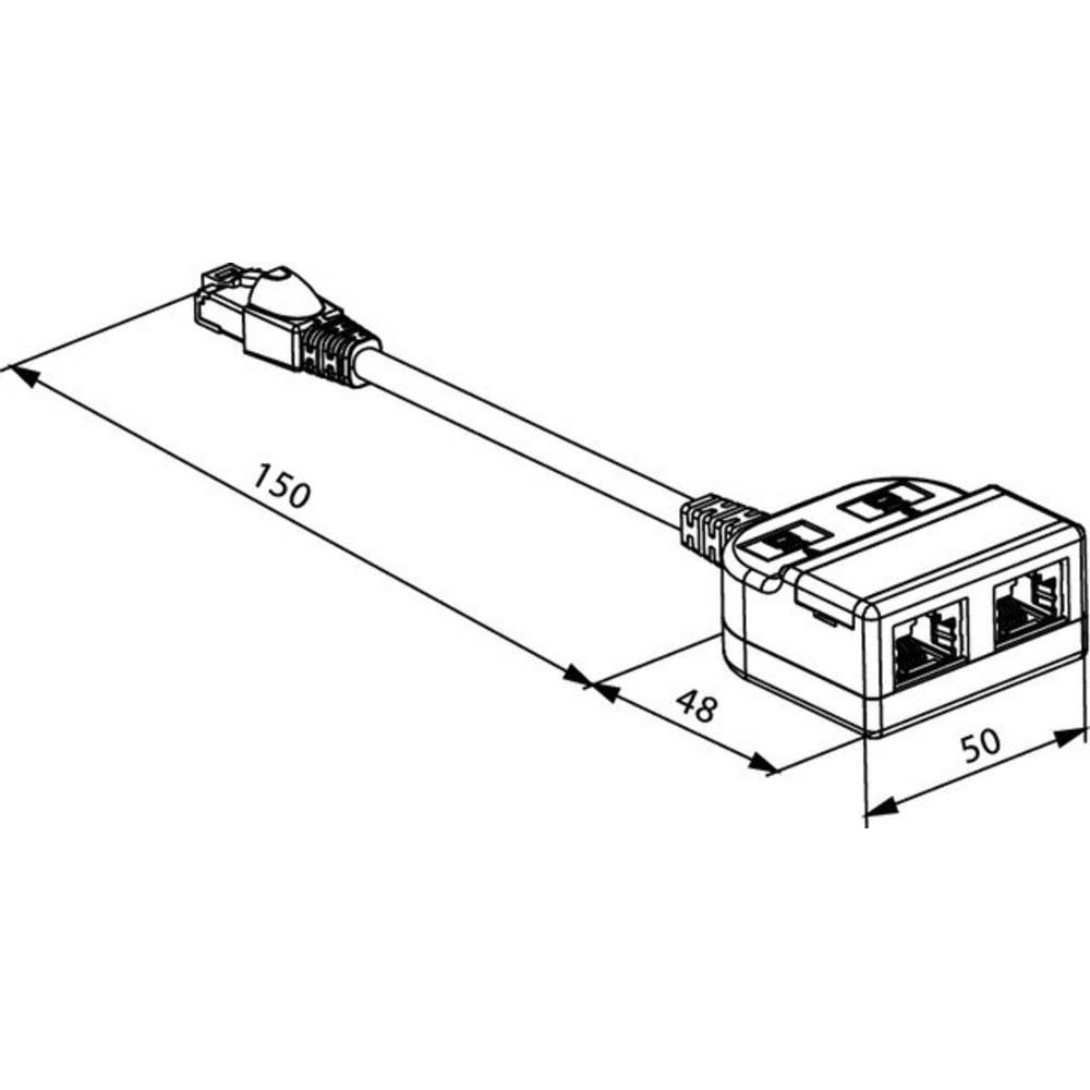 Telegärtner  Cable Sharing Adapter 2x RJ-Buchse an RJ-45 Stecker 0.15 m 