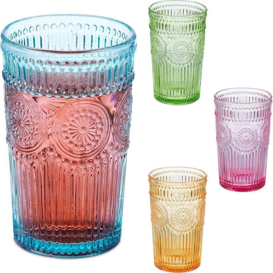 relaxdays Trinkglas Vintage 4er Set  