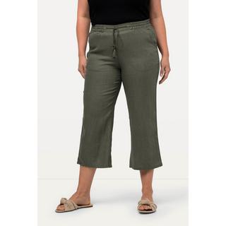 Ulla Popken  Pantaloni di lino a 7/8 naturalmente freschi con cintura elastica 