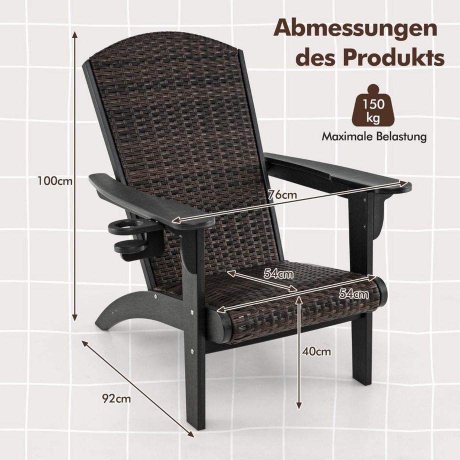 Northix Adirondack-Stuhl mit Getränkehalter  