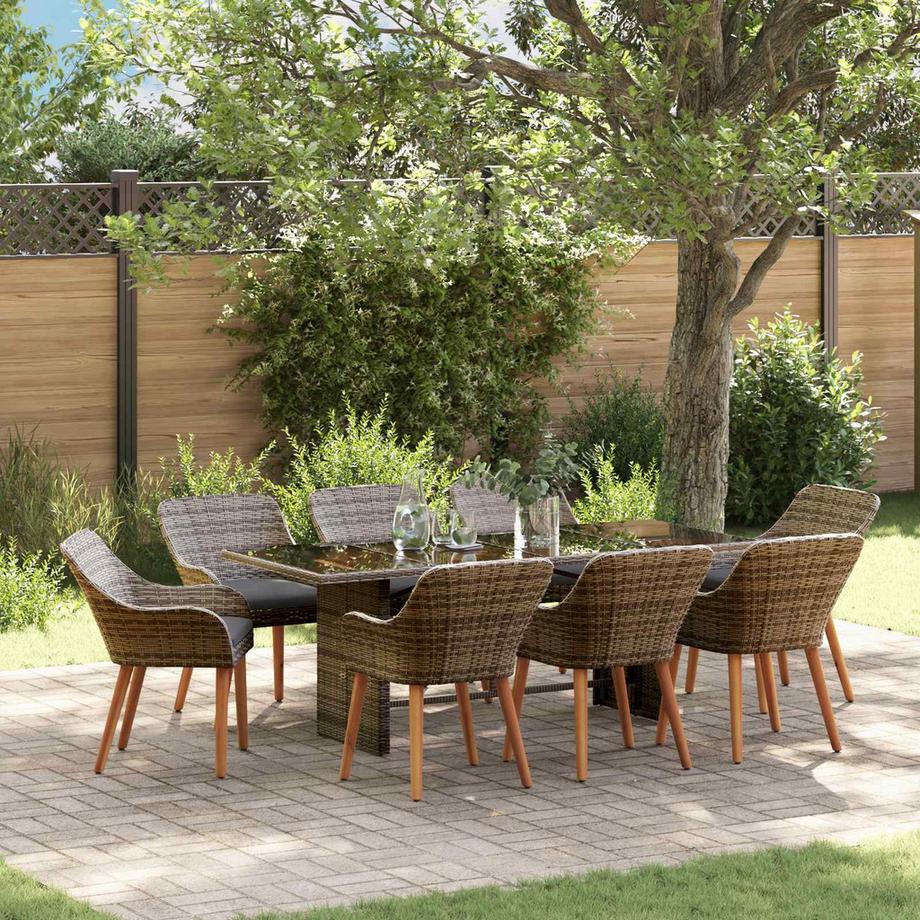 VidaXL Ensemble de salle à manger pour jardin poly rattan  