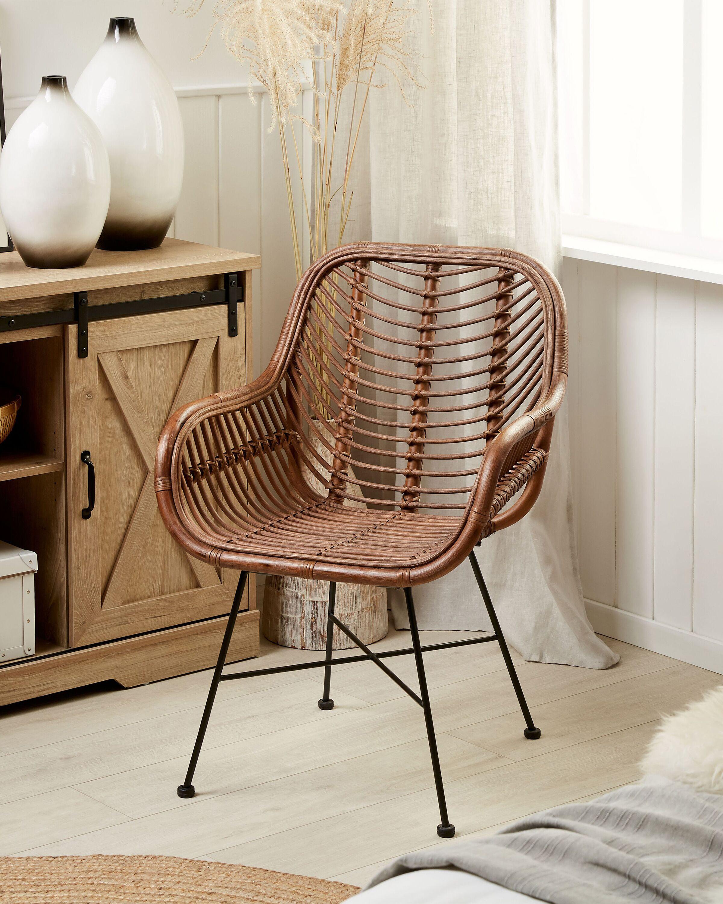 Beliani Chaise de salle à manger en Rotin Boho CANORA  