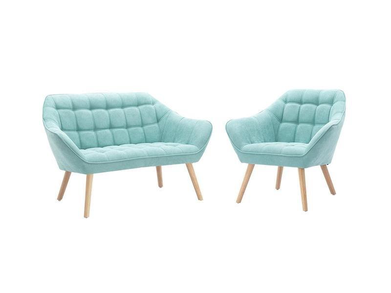 Vente-unique Canapé 2 places fauteuil en tissu d'eau CASERTA  