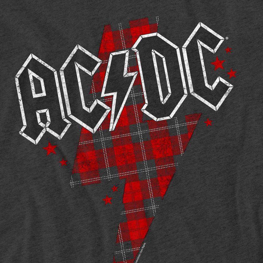 AC/DC ACDC Plaid Lightning Bolt T-Shirt  