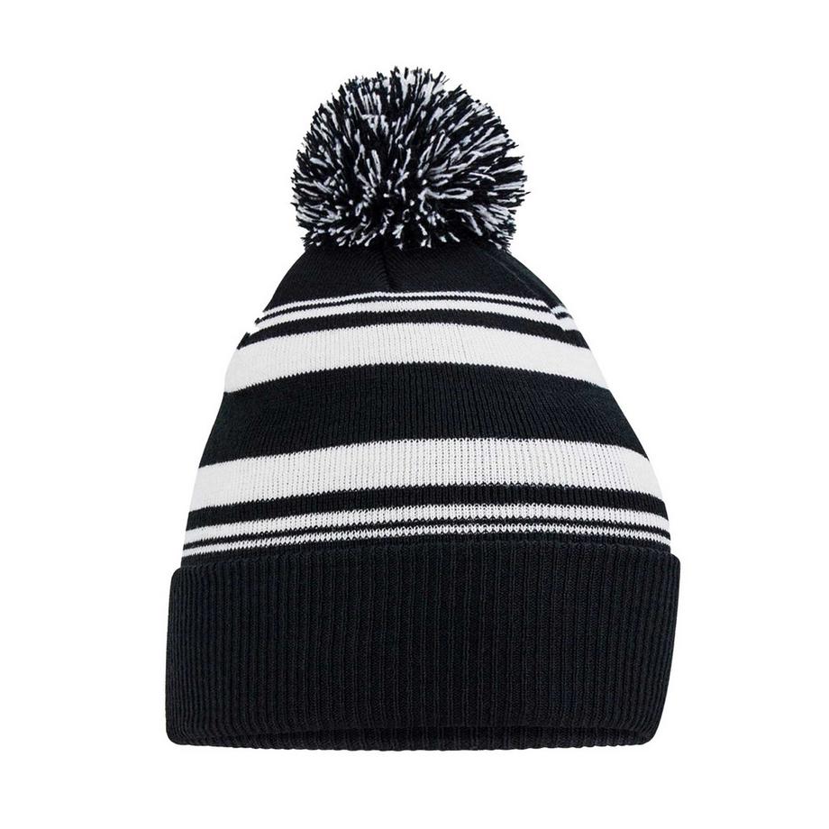 Beechfield Fan Gestreifte Mütze mit Bommel  
