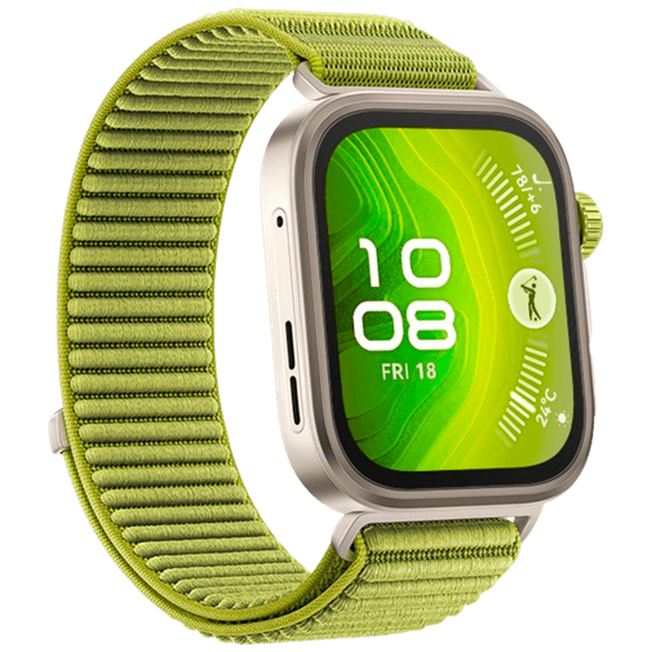 HUAWEI  Huawei Watch Fit 4 Pro Gold (Grünes Nylon Armband) 