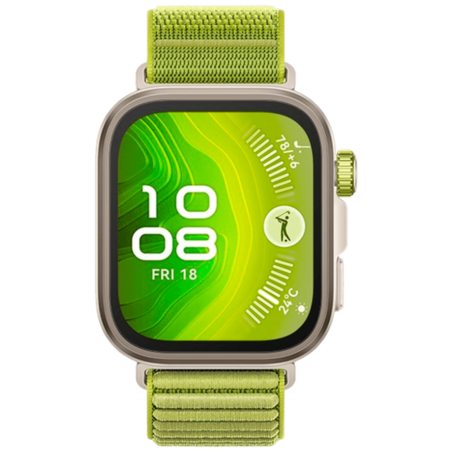 HUAWEI  Huawei Watch Fit 4 Pro Gold (Grünes Nylon Armband) 