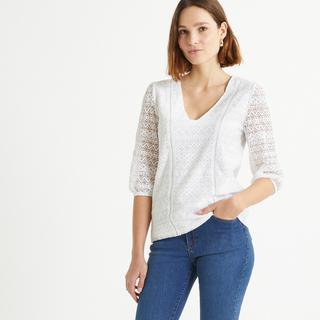 La Redoute Collections  T-Shirt mit V-Ausschnitt 