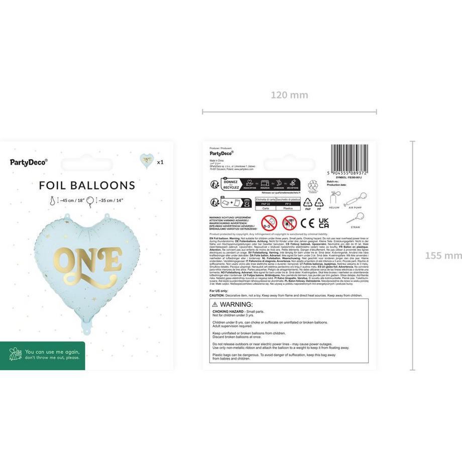 PartyDeco  Ballon en foil en forme de cœur 