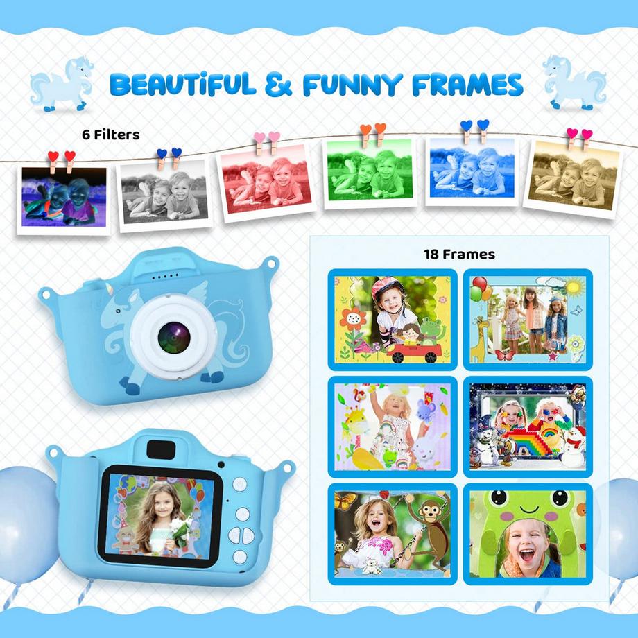 Activity-board  Appareil photo pour enfants, appareil photo numérique avec écran de 2,0 pouces, appareil photo anti-chute 1080P HD 