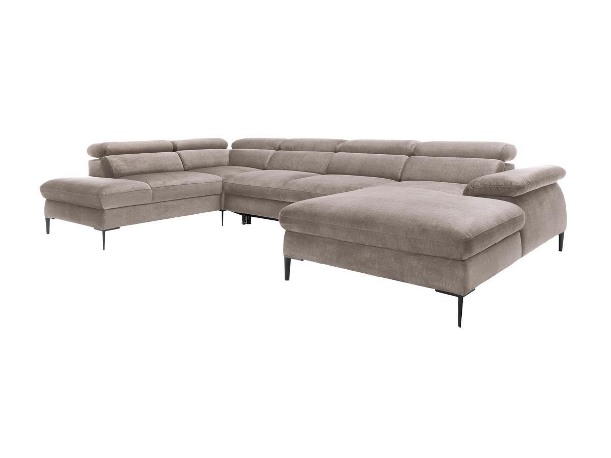 PASCAL MORABITO Grand canapé d'angle droit panoramique convertible en velours marron SEPINA de Pascal Morabito  