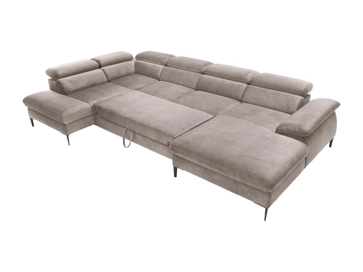 PASCAL MORABITO Grand canapé d'angle droit panoramique convertible en velours marron SEPINA de Pascal Morabito  