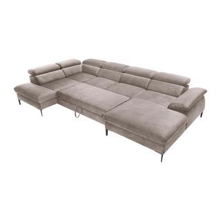 PASCAL MORABITO Grand canapé d'angle droit panoramique convertible en velours marron SEPINA de Pascal Morabito  