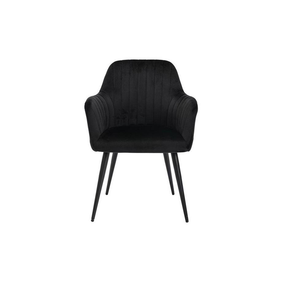 Vente-unique Lot de 2 chaises avec accoudoirs en velours et métal - Noir - ELEANA  