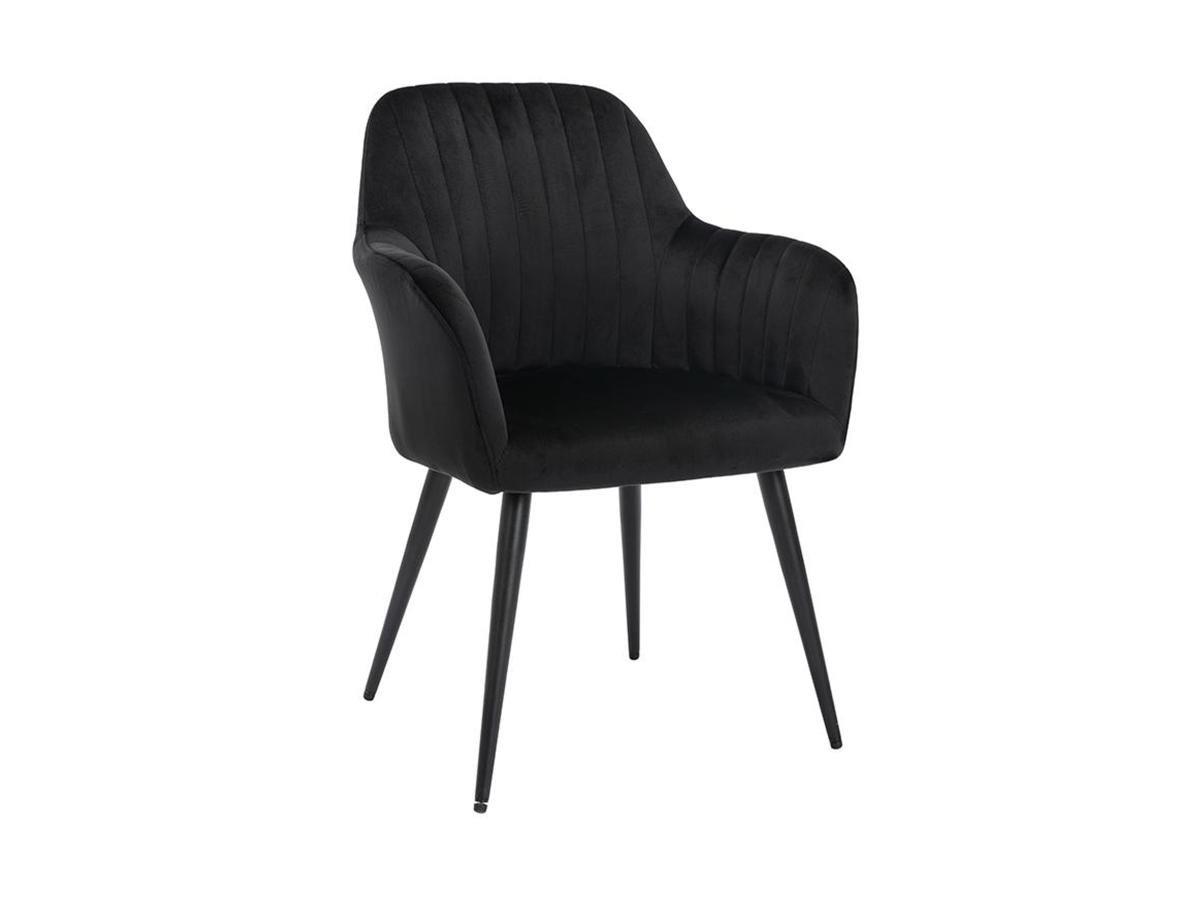 Vente-unique Lot de 2 chaises avec accoudoirs en velours et métal - Noir - ELEANA  