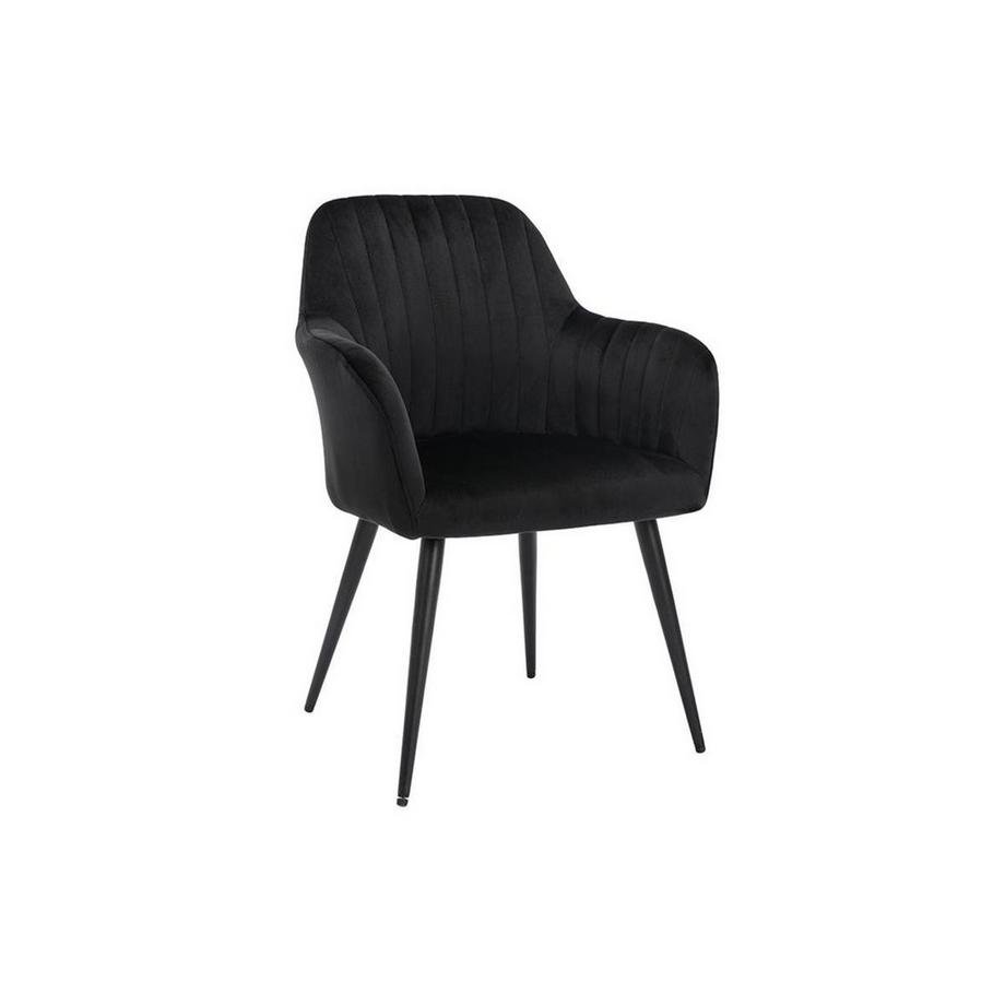 Vente-unique Lot de 2 chaises avec accoudoirs en velours et métal - Noir - ELEANA  