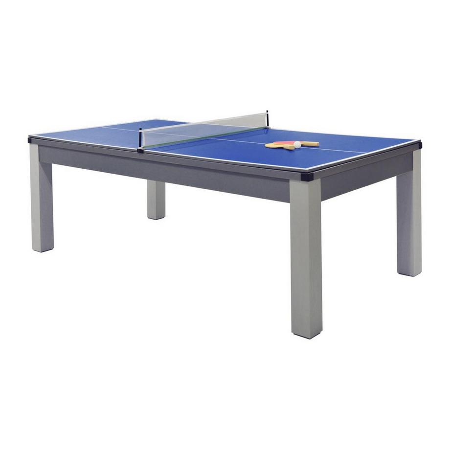 Vente-unique  Tavolo trasformabile Biliardo e Ping pong 3x1x Grigio BALTHAZAR 