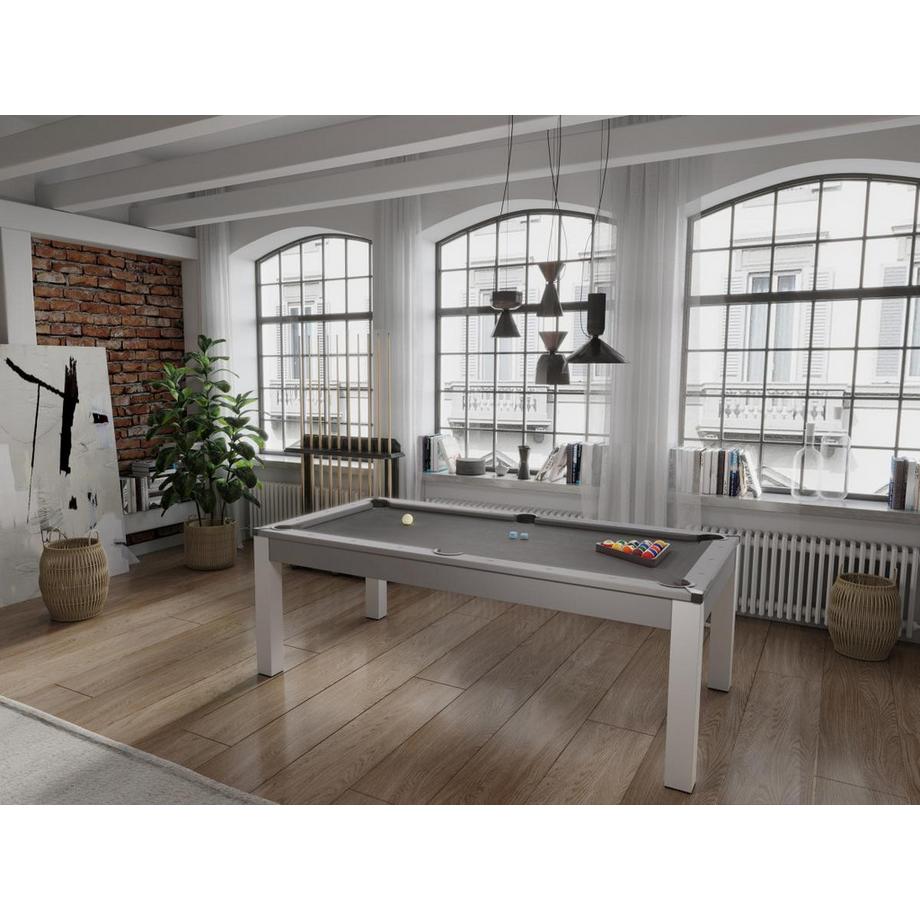 Vente-unique  Tavolo trasformabile Biliardo e Ping pong 3x1x Grigio BALTHAZAR 