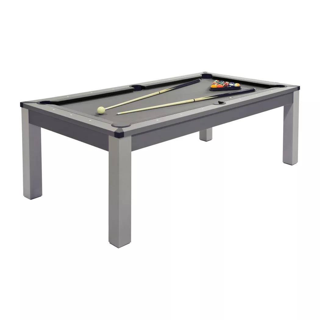 Vente-unique - Multifunktionstisch Billard Tischtennis 3 BALTHAZAR, 111.8X213.4CM, Grau