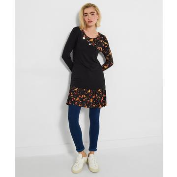 Jersey-Tunika mit Rotkehlchen-Print