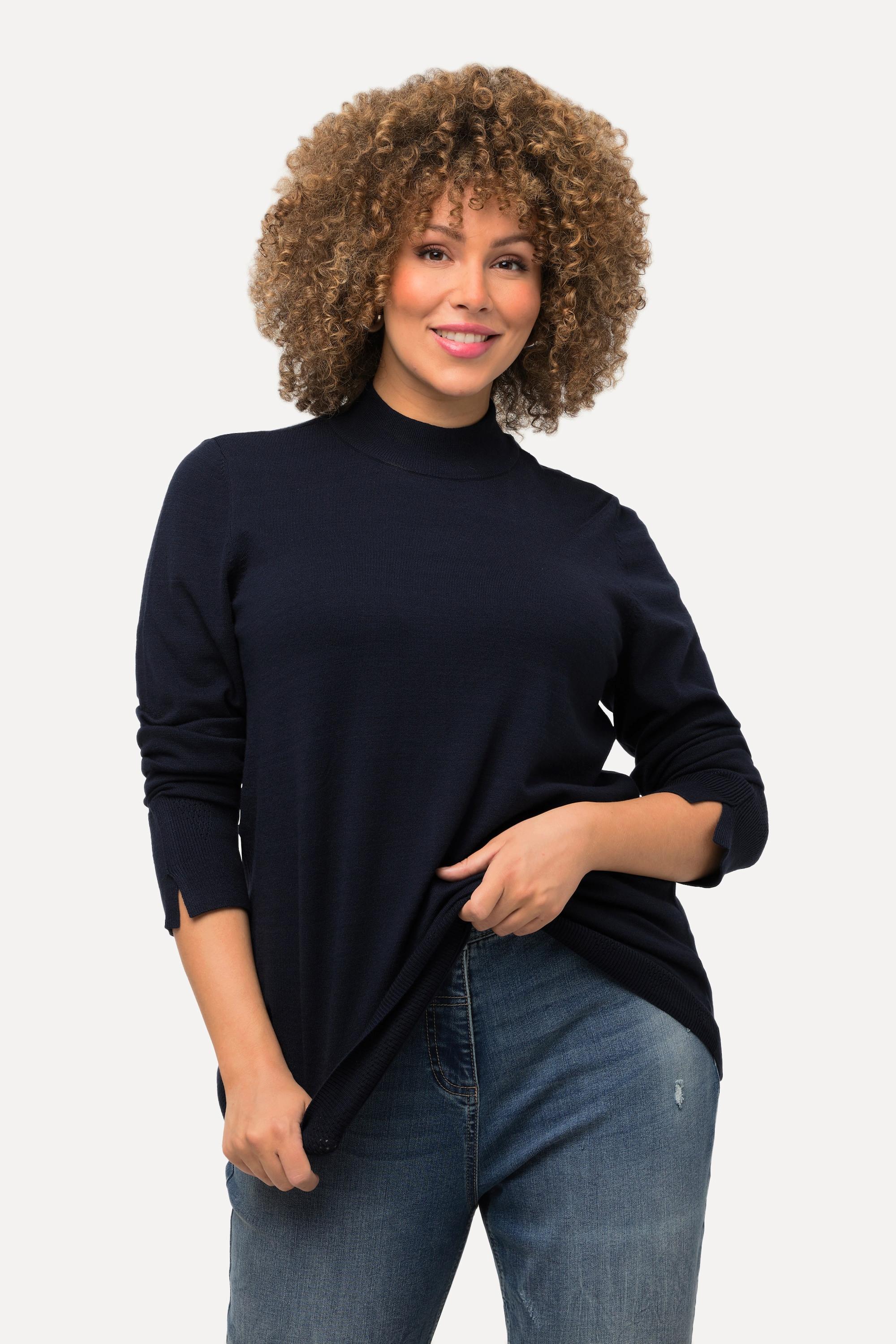 Ulla Popken  Pullover, Stehkragen, Langarm, Rippbündchen 