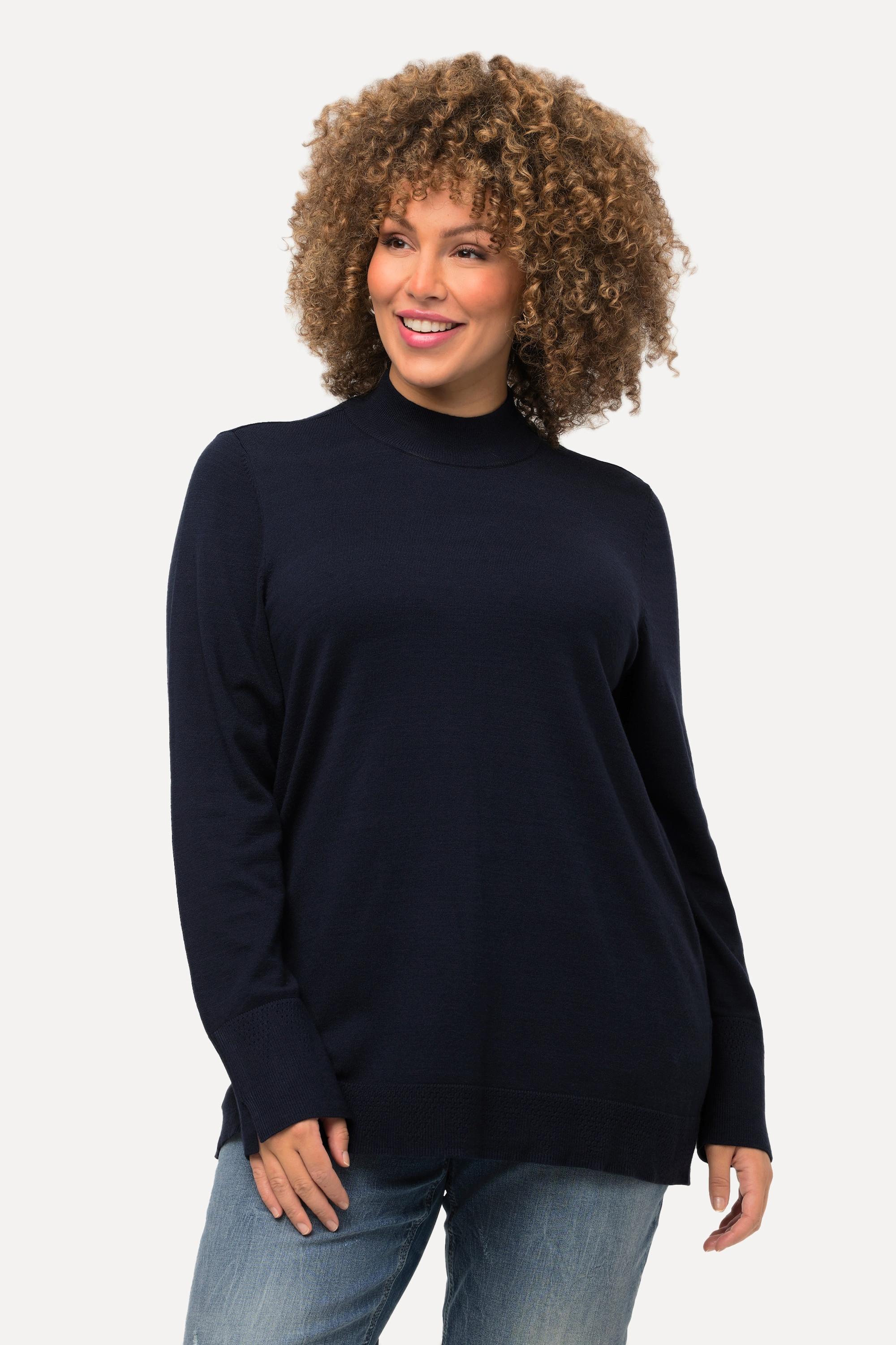 Ulla Popken  Pullover, Stehkragen, Langarm, Rippbündchen 