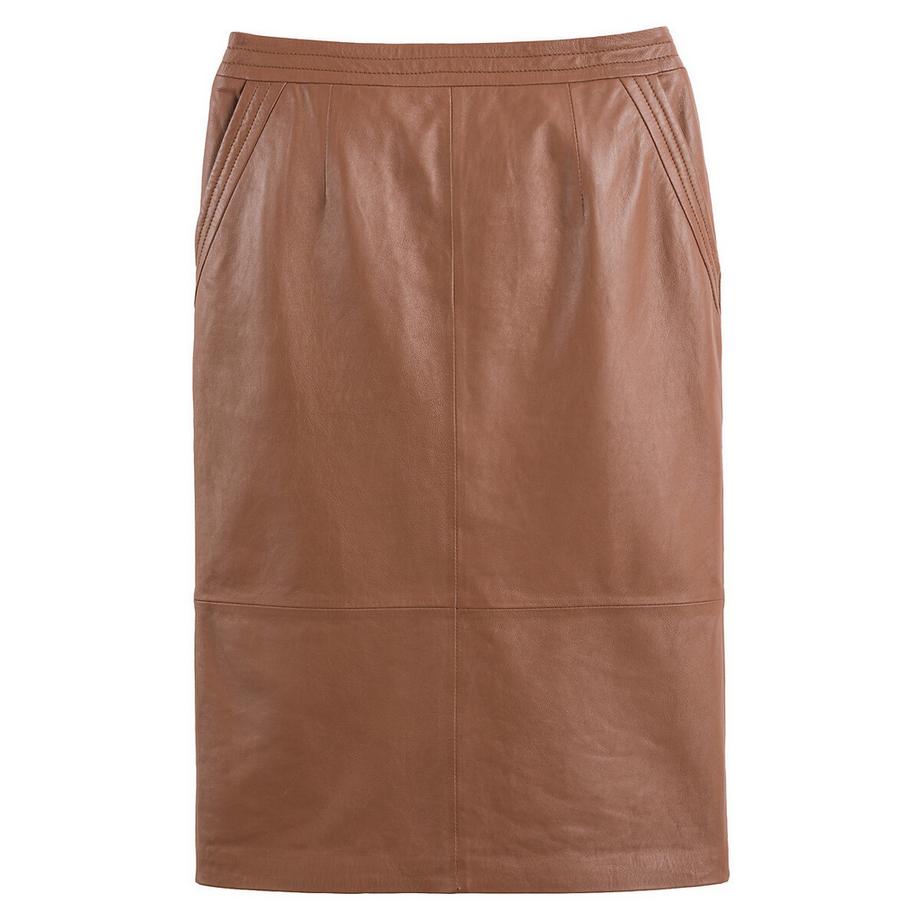 La Redoute Collections Jupe droite en cuir  